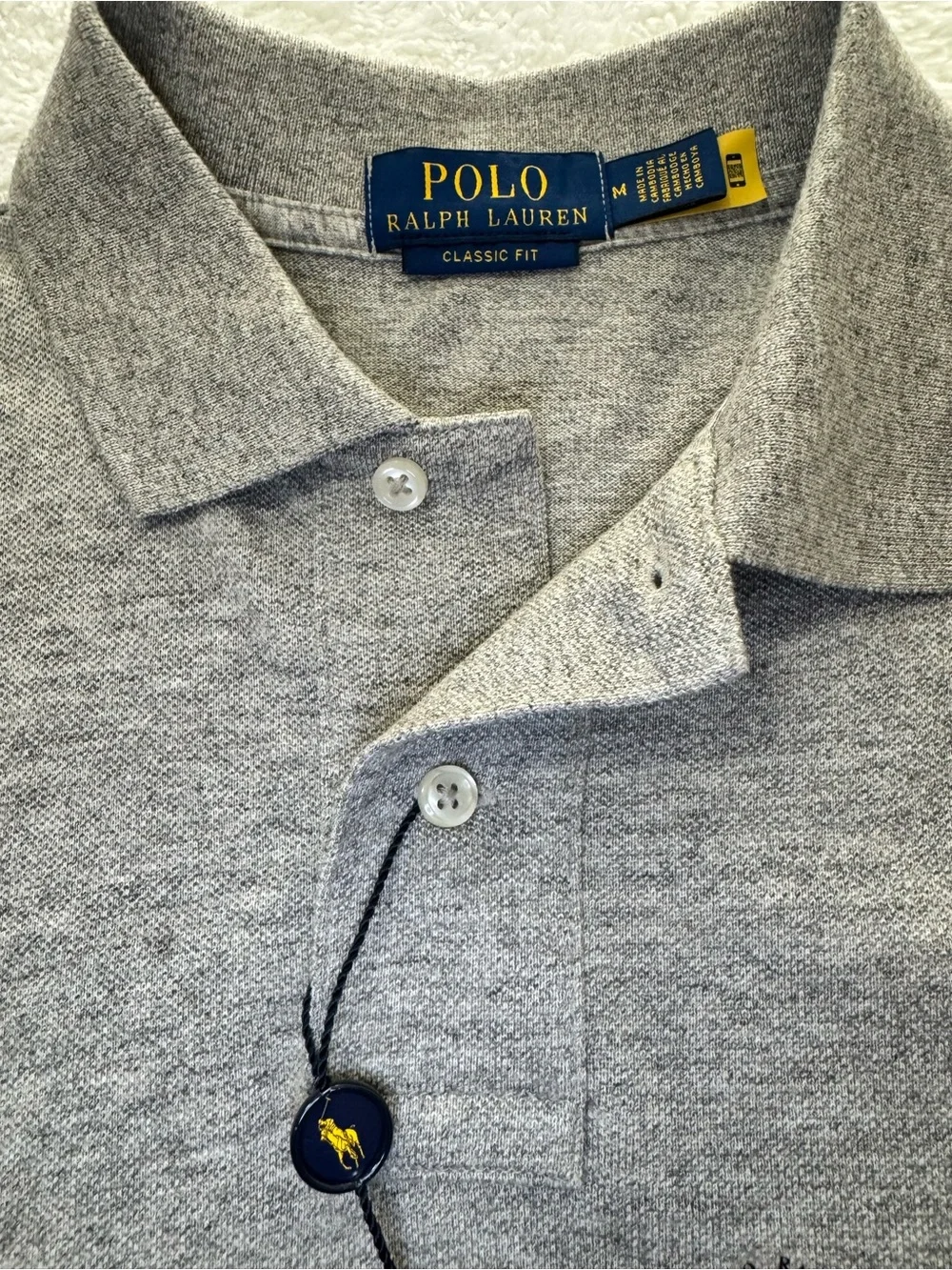 NWT Polo Ralph Lauren Polo Bear Grey Mesh Polo Men M Classic Fit $138
